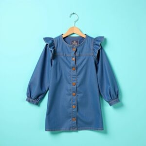 Casual Puff Sleeve Denim Mini Dress