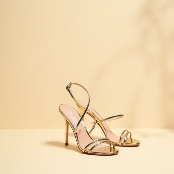 Metallic Gold Strappy Heels - Image 2