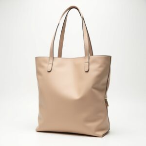 Beige Minimalist Leather Tote Bag