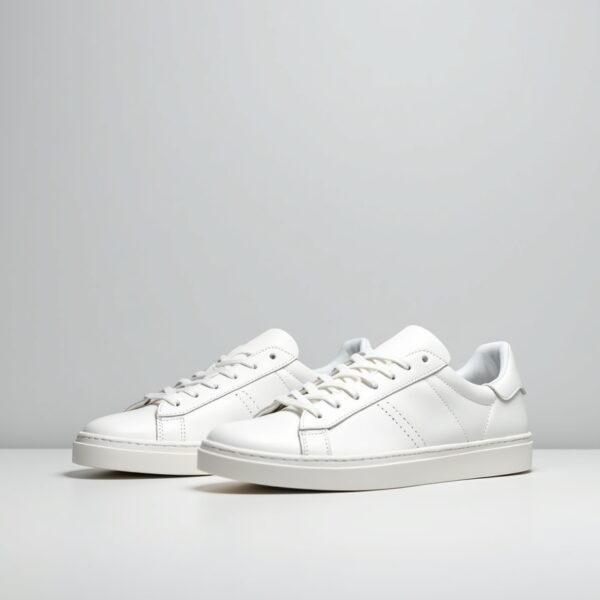 Minimalist White Leather Sneakers - Image 2
