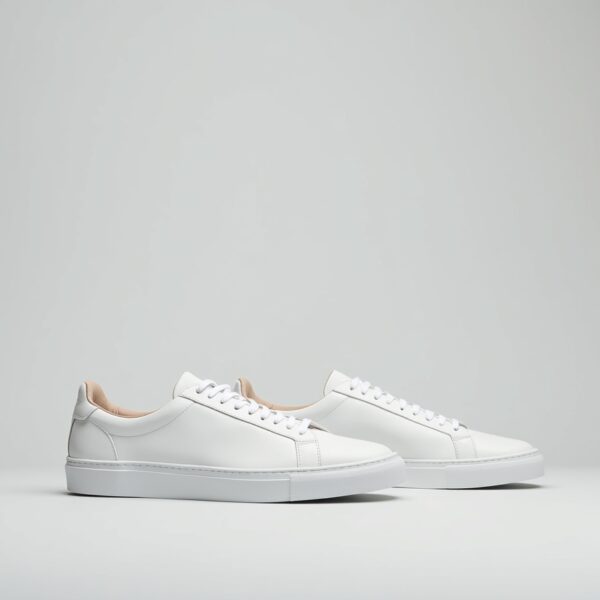 Minimalist White Leather Sneakers - Image 4