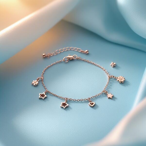 Delicate Silver Charm Anklet - Image 2