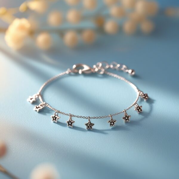 Delicate Silver Charm Anklet - Image 3